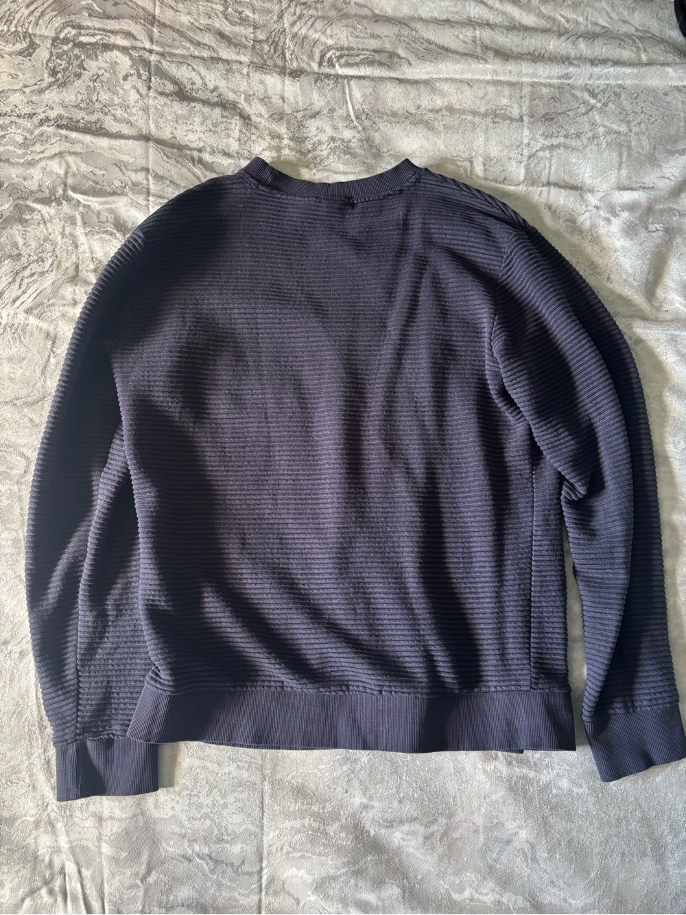 H&M Men's Dark Navy Ribbed Crewneck Sweater